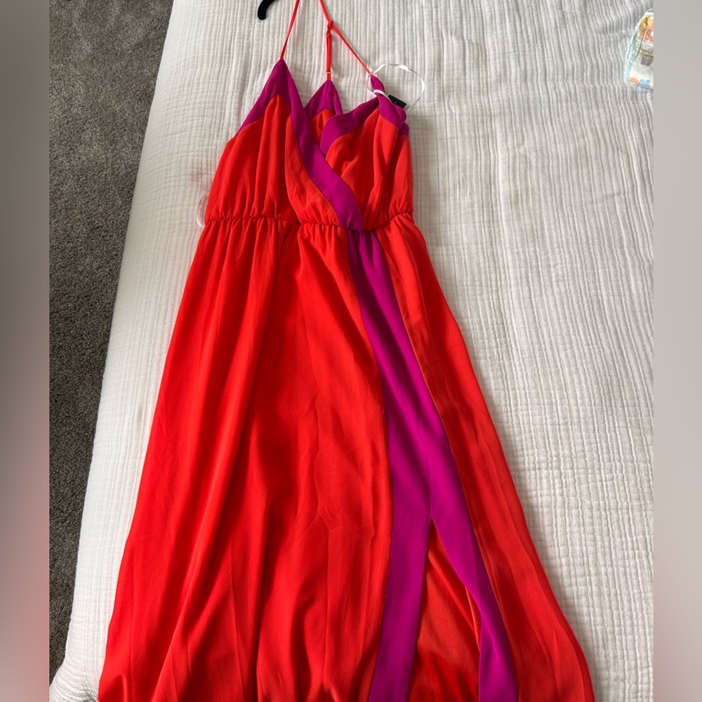 Lulus colorblock Red and Purple Maxi Dress